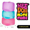 Nice Cube Stress Toy in purple, blue and pink—stacked cubes with embossed logo
