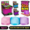 Nice Cube Stress Toy: pink, blue and purple cubes with embossed NEE DOH logo