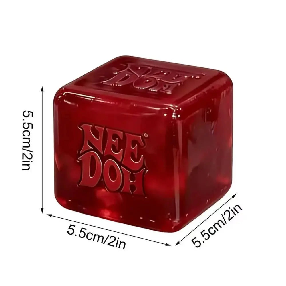 Red Nee Doh Nice Cube squishy cube with size dimensions